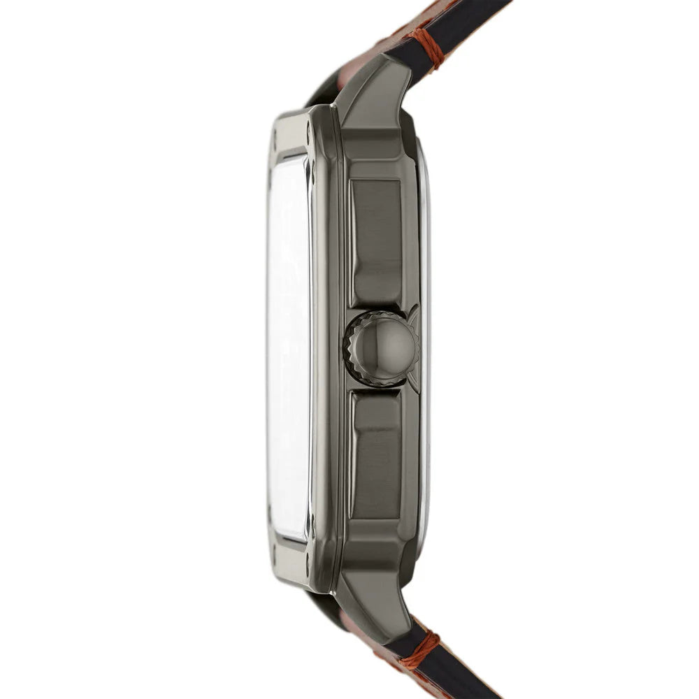 Fossil Inscription Black Dial Brown Strap Men's Watch - FS5934