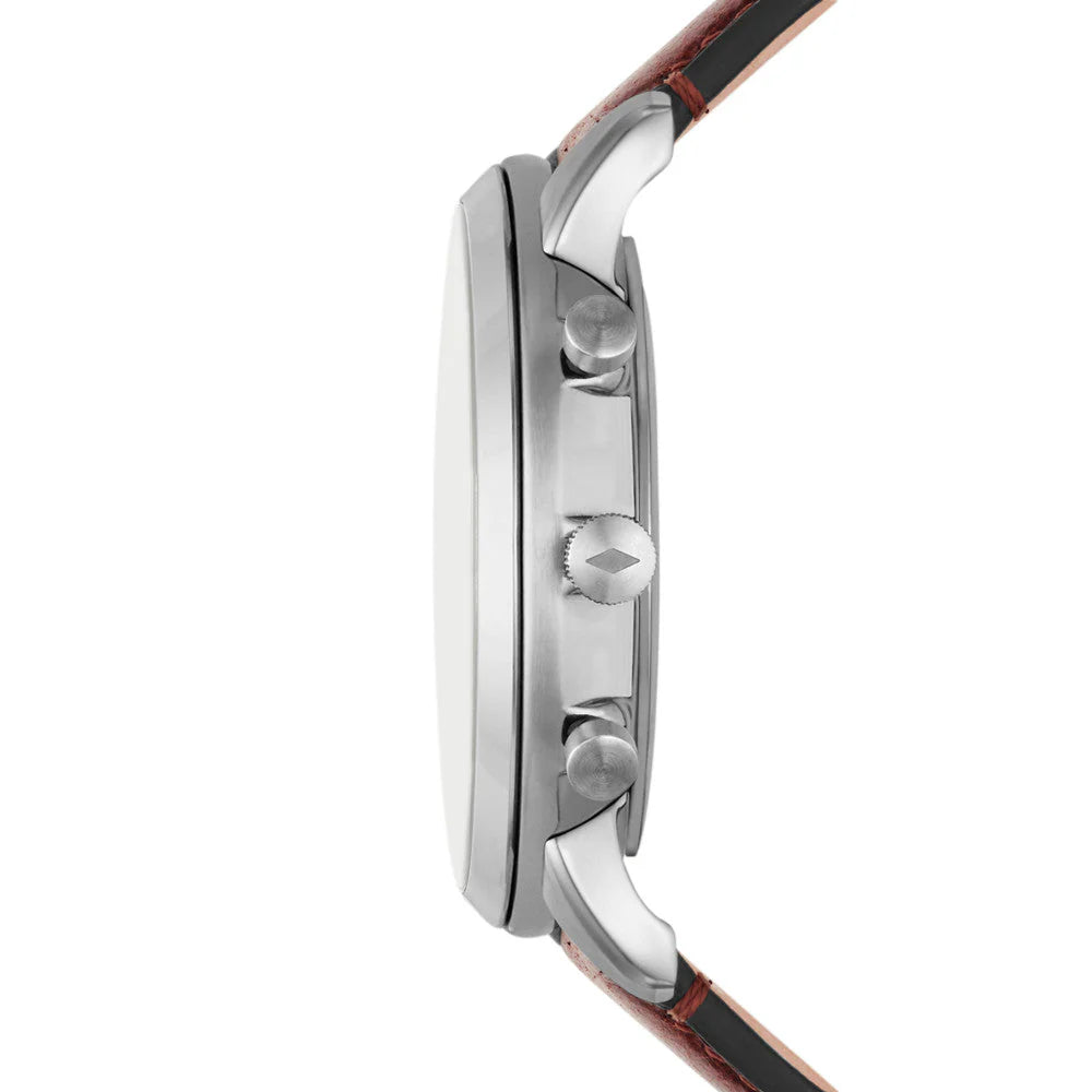 Fossil Neutra Rose Gold Dial Brown Strap Men's Watch - FS5982