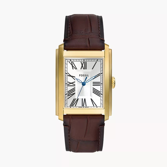 Fossil Carraway White Dial 30mm Leather Strap Men's Watch - FS6011