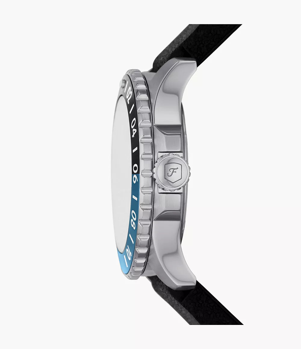 Fossil Blue GMT Black/Blue Dial Silicon Strap Men's Watch - FS6049