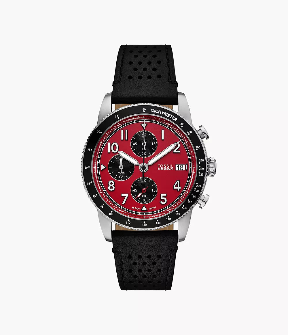 Fossil Sport Tourer Chronograph Black Leather Men's Watch - FS6086