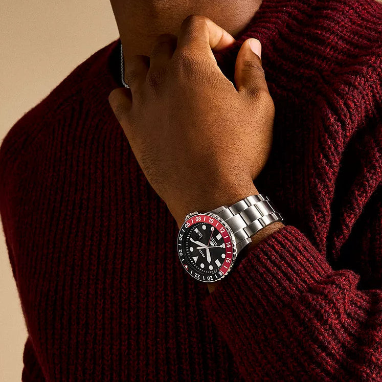 Fossil Blue GMT Black Dial Men's Watch - FS6092