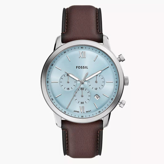 Fossil Neutra Ice Blue Dial Leather Strap Men's Watch - FS6109
