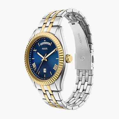 Fossil Campbell Blue Dial 42mm 2 tone Men's Watch - FS6141