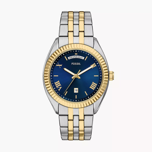 Fossil Campbell Blue Dial 42mm 2 tone Men's Watch - FS6141