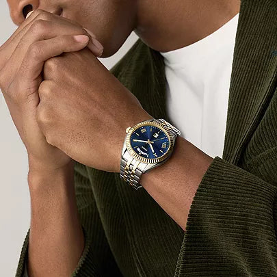 Fossil Campbell Blue Dial 42mm 2 tone Men's Watch - FS6141