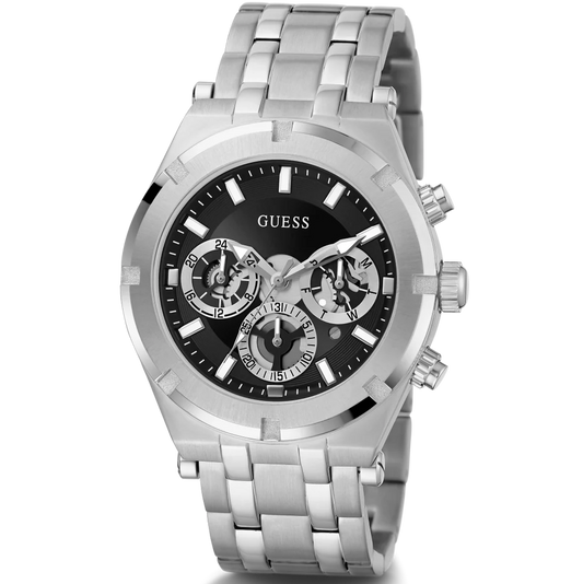 GUESS Black Dial Silver Tone Multi-function Men's Watch - GW0260G1