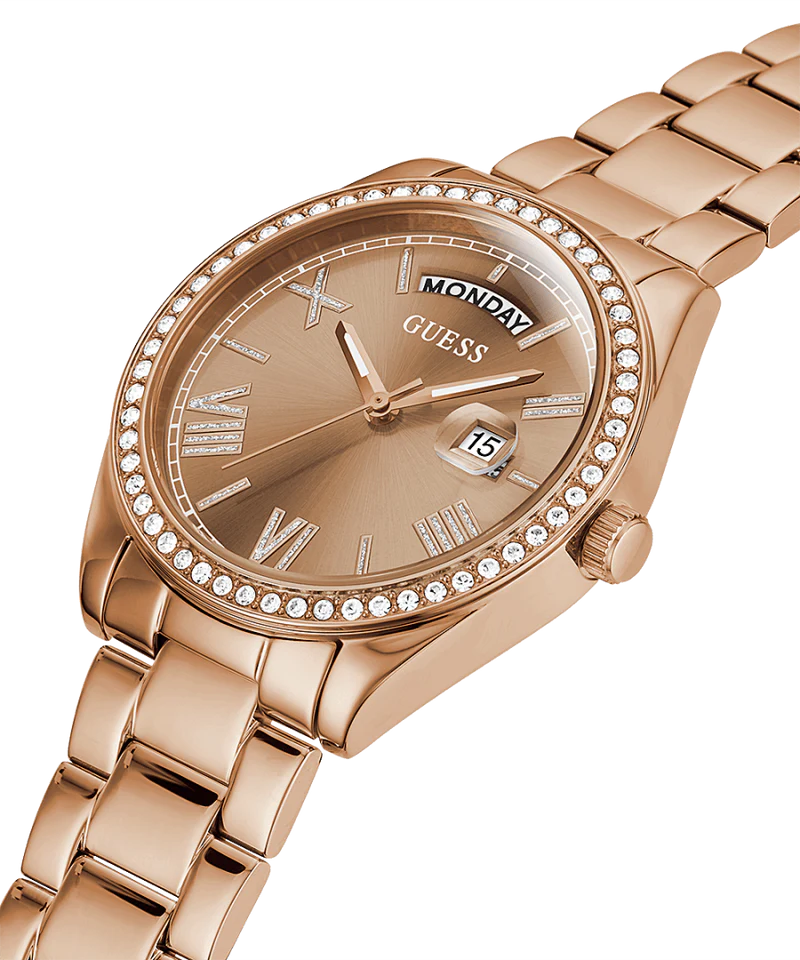 Guess Luna Brown Dial Day Date Ladies Watch- GW0307L3