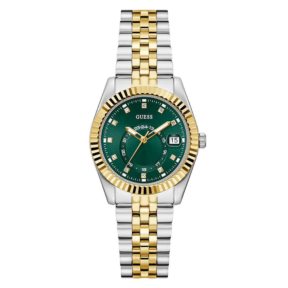 GUESS 2-Tone Multi-function Green Dial Ladies Watch - GW0936L3