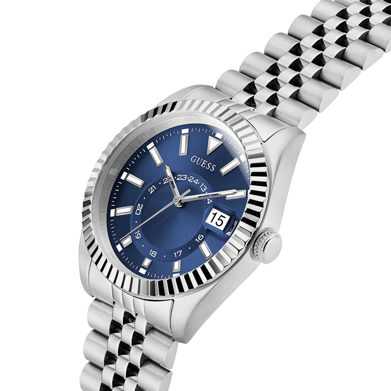 GUESS Jaden Blue Dial Silver Tone Multi-function Men's Watch - GW0977G1