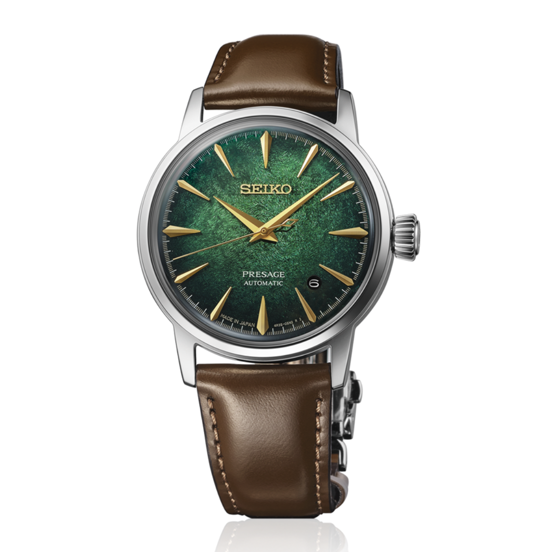 Seiko Presage Cocktail Time Gradient Green Leather Strap Men's Watch - HCB002