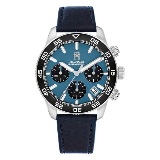 Tommy Hilfiger TH85 Blue Leather Strap Blue Dial Men's Watch - 1792187
