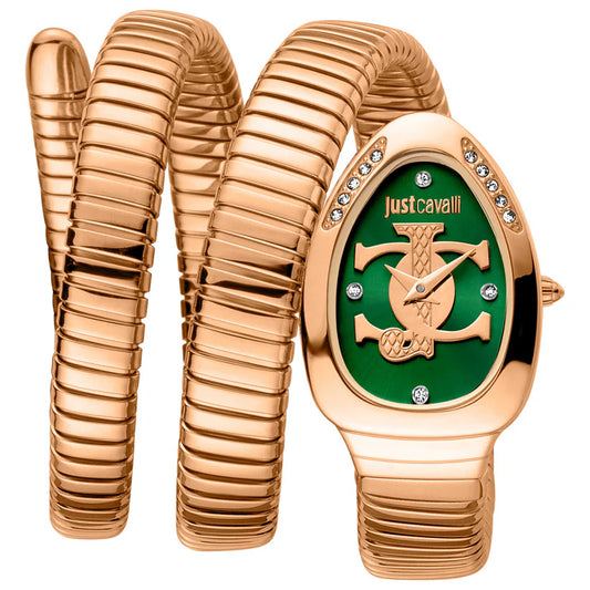 Just Cavalli Signature Snake Green Dial Ladies Watch - JC1L228M0055