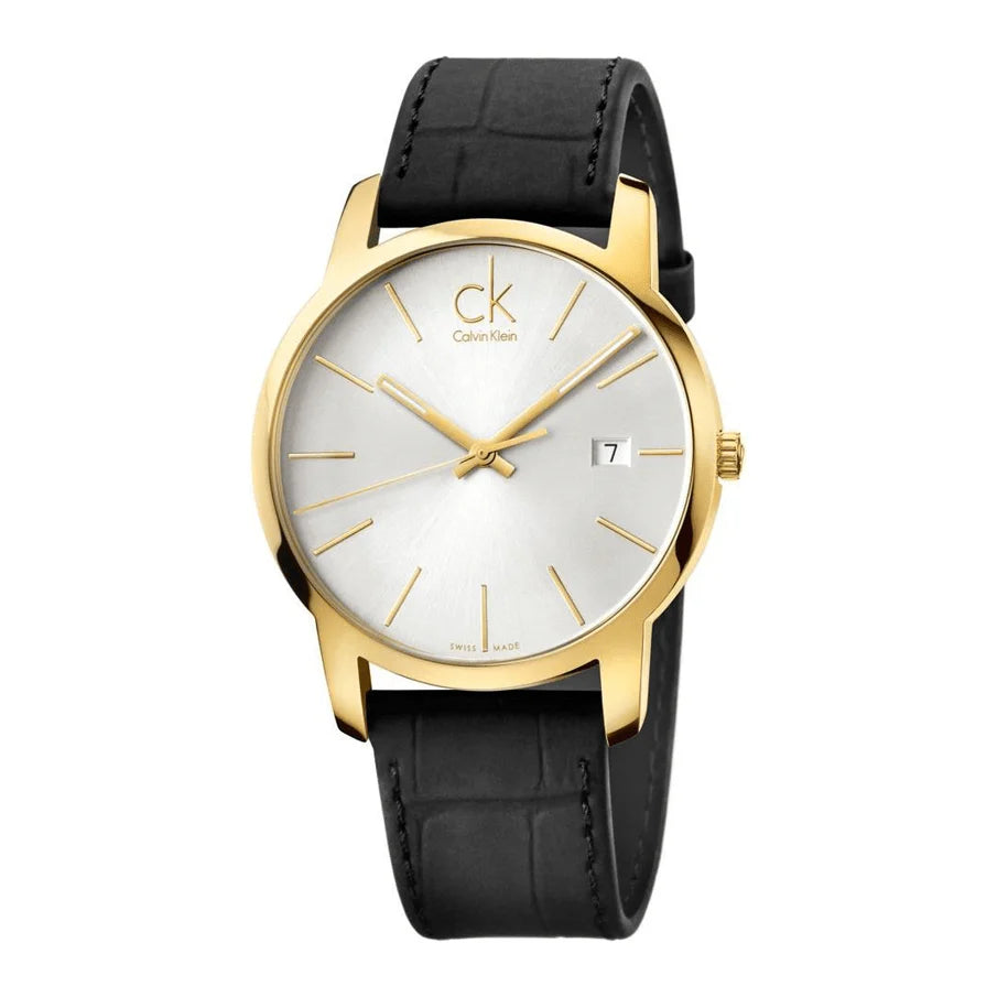 Calvin Klein Core Yellow Gold Leather Strap Men's Classic Watch- K2G2G5C6