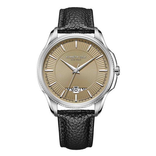 KENNETH COLE Black Leather Strap Men's Watch-KCWGB2217802