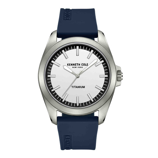 KENNETH COLE Titanium White Dial Blue Silicon Strap - KCWGM2238801