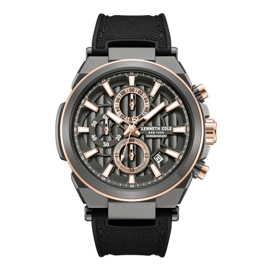 Kenneth Cole Chronograph Silicone Strap Grey Dial Men's Watch - KCWGO0065702
