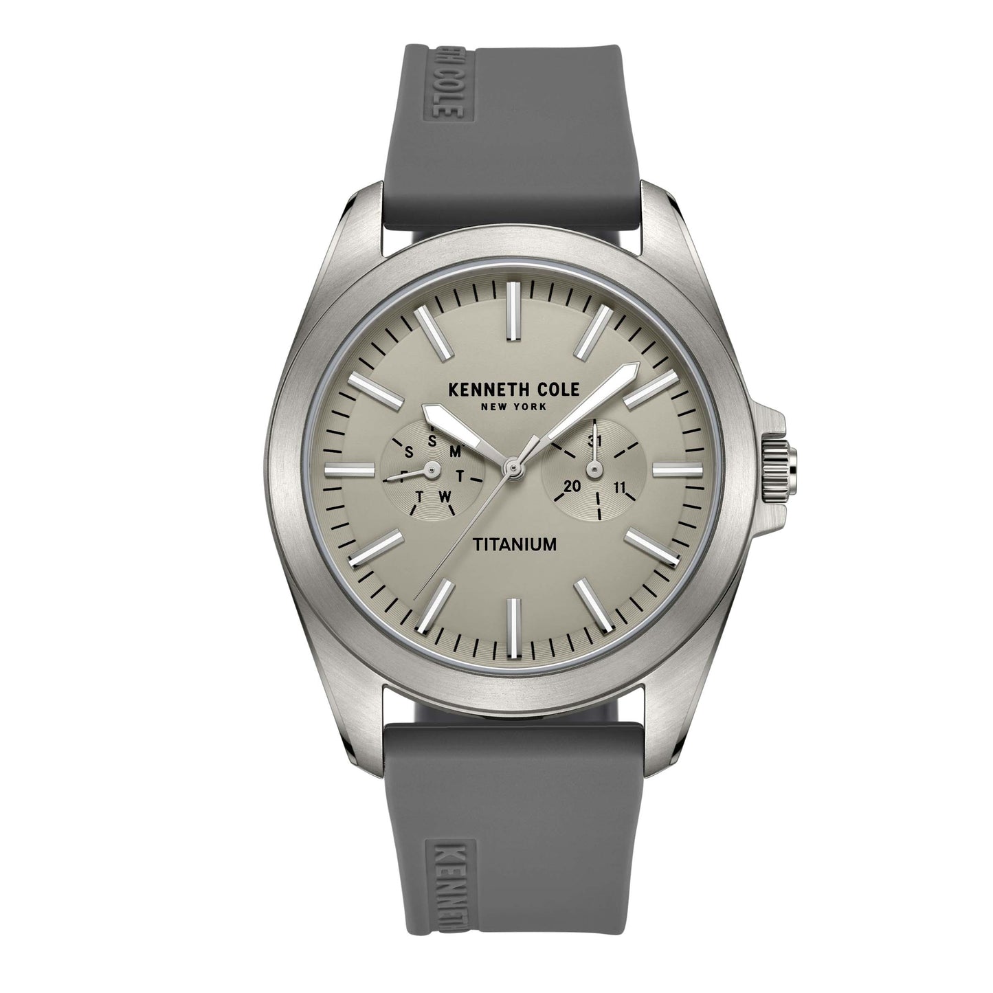 Kenneth Cole Silicone Strap Titanium Men's Watch- KCWGQ2238903