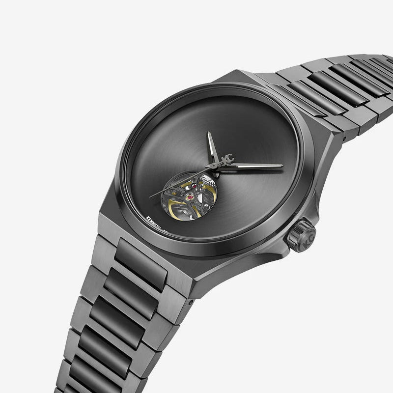 KENNETH COLE Automatic Black Dial Open Heart Men's Watch - KCWGY0067405