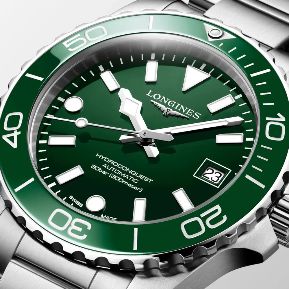 Longines HYDROCONQUEST Automatic Green Dial Ceramic Bezel 39mm Men's Watch - L37794066