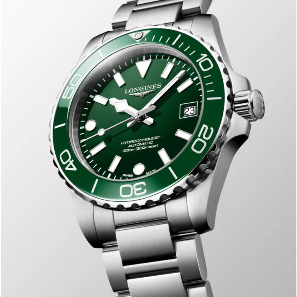 Longines HYDROCONQUEST Automatic Green Dial Ceramic Bezel 39mm Men's Watch - L37794066