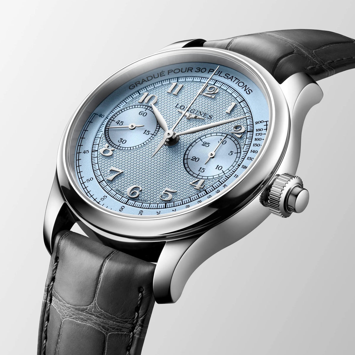 Longines Master Collection Chrono Monopusher Frosted Blue "barleycorn" Dial 41mm Men's Watch - L2.960.4.93.2