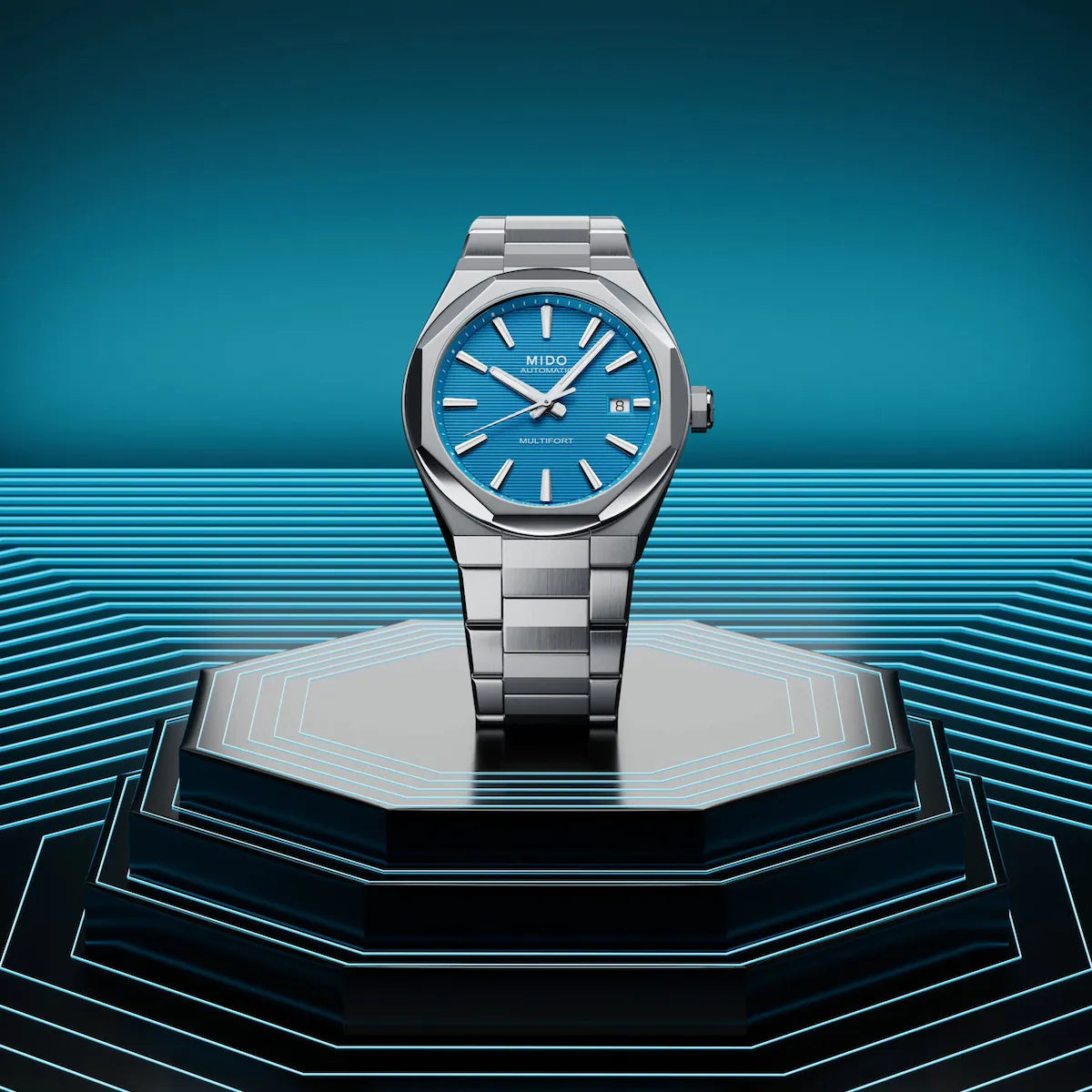 Mido Multifort 8 One Crown Turquoise Dial Men's Watch - M055.507.11.041.00