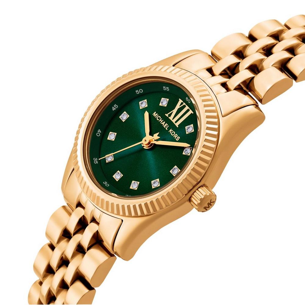 Michael Kors Petite Lexington Green Dial Ladies Watch - MK4842