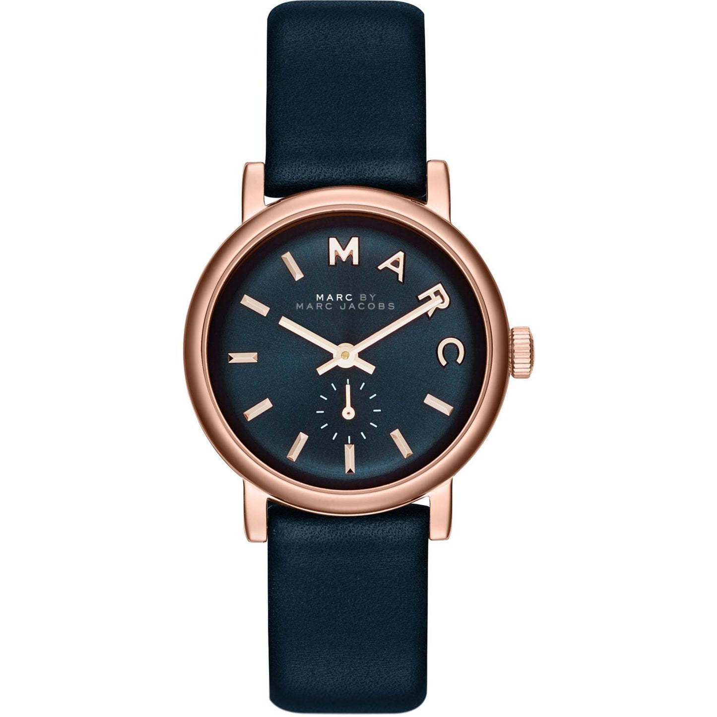 Marc Jacobs Rose Gold Blue Dial Leather Strap Ladies Watch- MBM1331