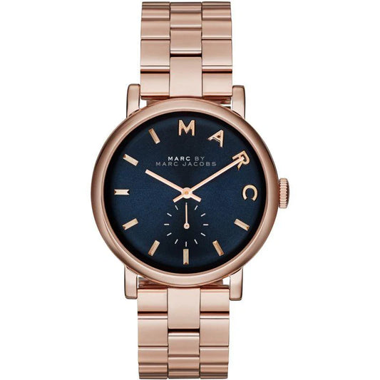 Marc Jacobs Baker Rose Gold Blue Dial Ladies Watch- MBM3330