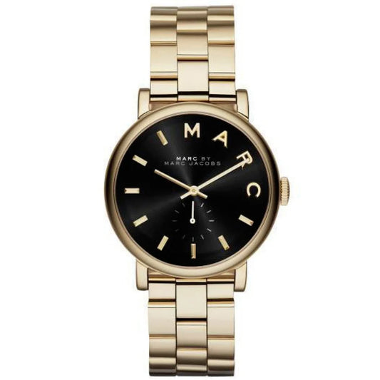 Marc Jacobs Baker Gold Black Dial Ladies Watch- MBM3355