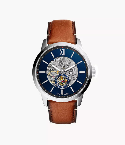 Fossil Townsman Blue Dial Leather Strap Mechanical Watch- ME3154