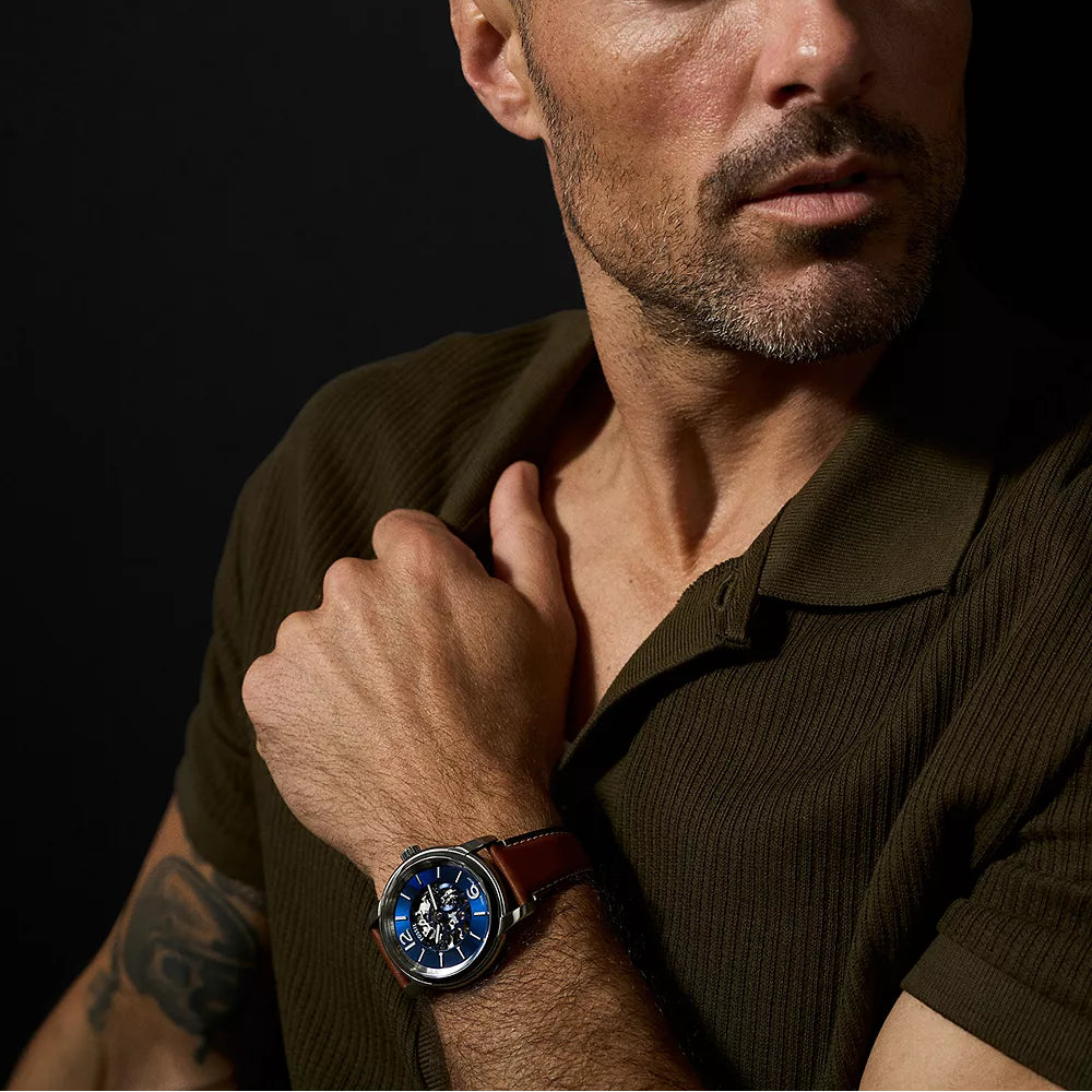 Fossil Heritage Automatic Brown Leather Men's Watch - ME3263