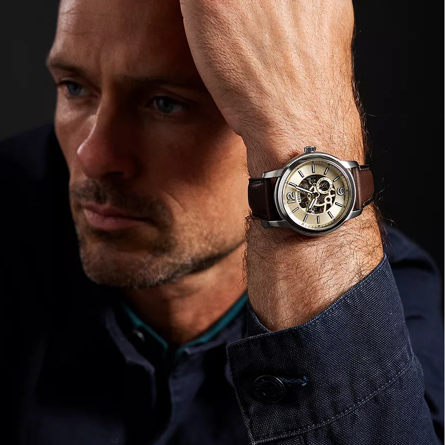 Fossil Heritage Automatic Brown Leather Men's Watch - ME3264