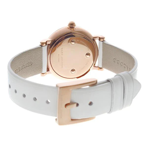 Marc Jacobs Roxy Rose Gold White Leather strap ladies Watch- MJ1562