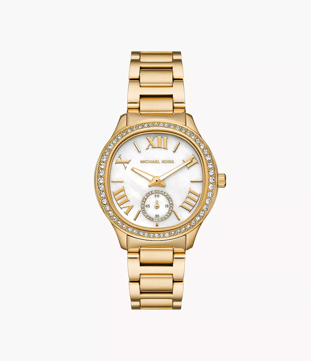 Michael Kors Sage Three hand Gold Tone Ladies Watch- MK4805