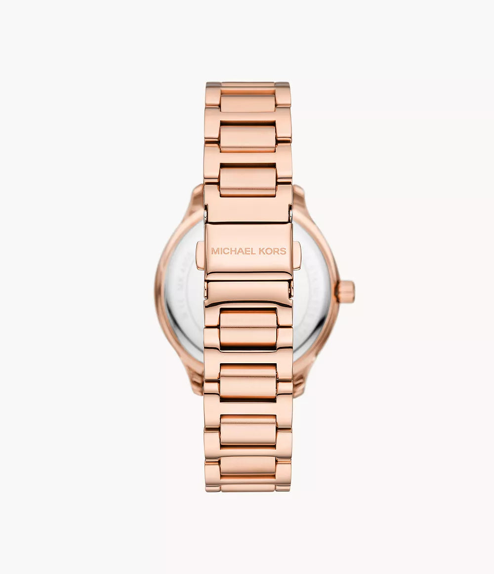 Michael Kors Sage Three Hand Rose Gold Ladies Watch- MK4806