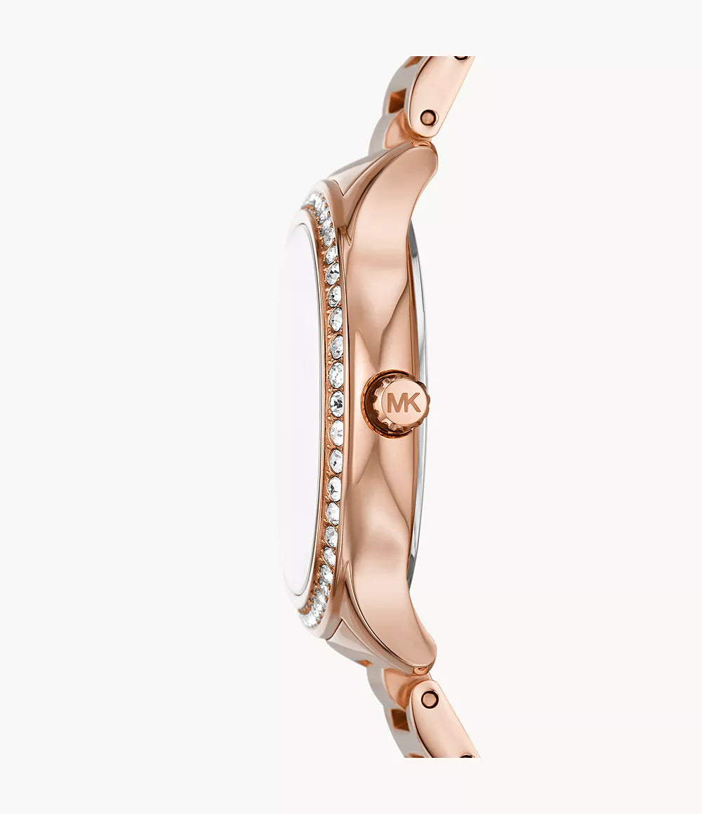 Michael Kors Sage Three Hand Rose Gold Ladies Watch- MK4806