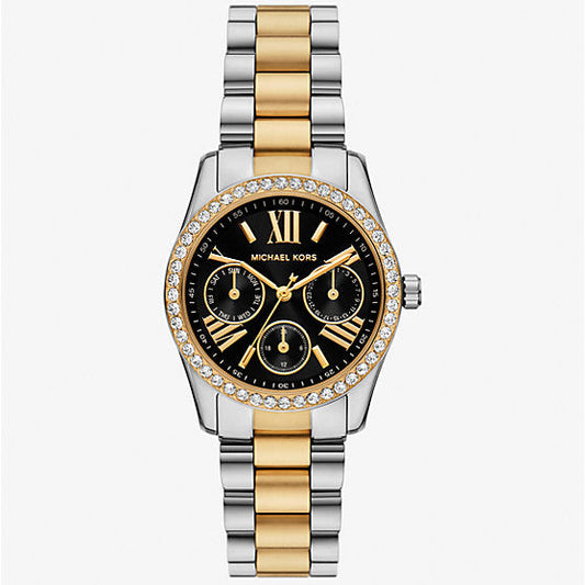 Michael Kors Mini Lexington Pavé Two-Tone Black Dial Ladies Watch - MK4925