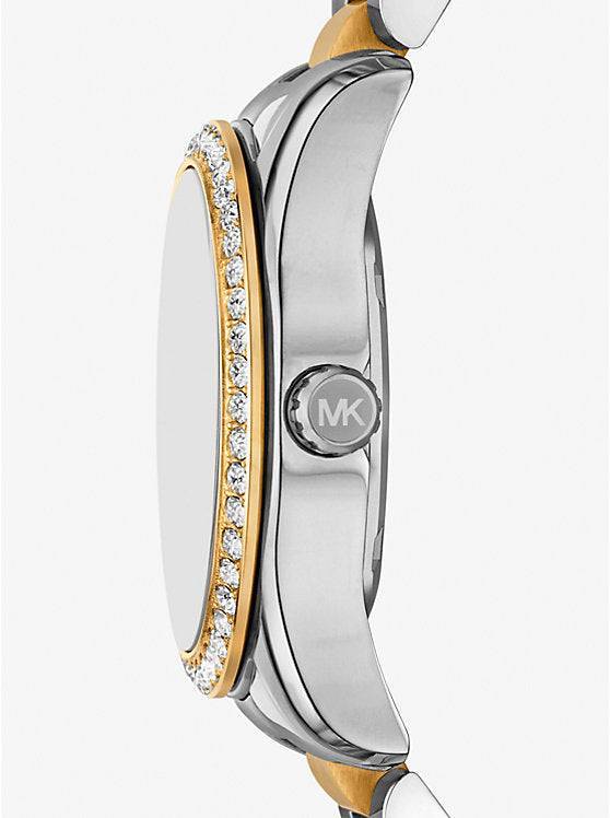 Michael Kors Mini Lexington Pavé Two-Tone Black Dial Ladies Watch - MK4925