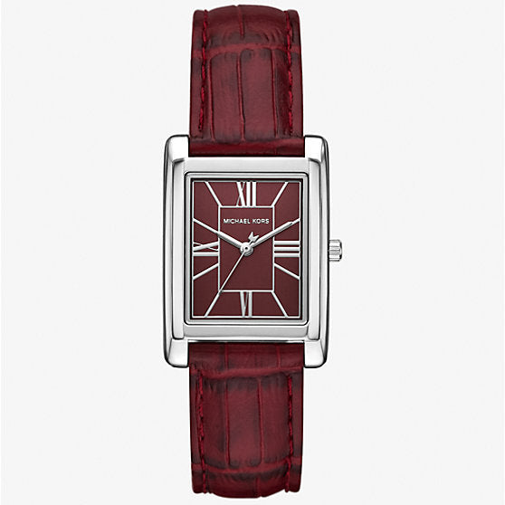 Michael Kors Essex Silver-Tone and Crocodile Embossed Leather Ladies Watch - MK4966