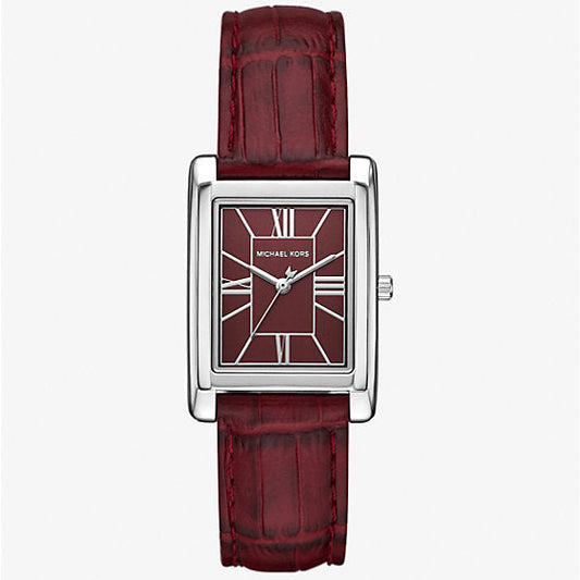 Michael Kors Essex Silver-Tone and Crocodile Embossed Leather Ladies Watch - MK4966