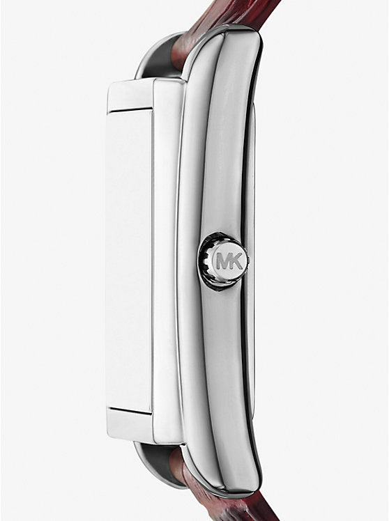 Michael Kors Essex Silver-Tone and Crocodile Embossed Leather Ladies Watch - MK4966