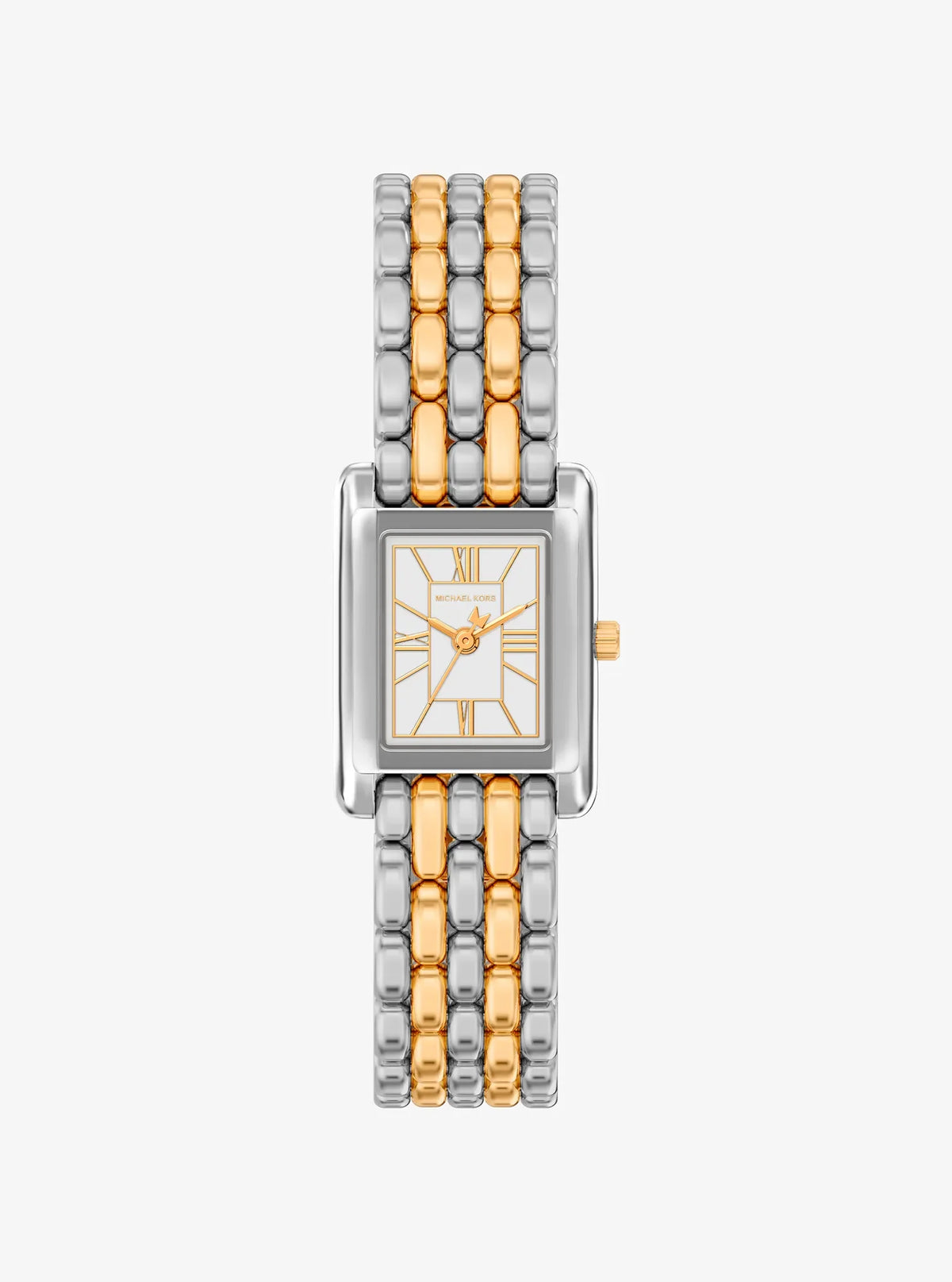 Michael Kors Rectangular Dial With Roman Numerals Petite Essex Two-Tone Ladies Watch -MK4999