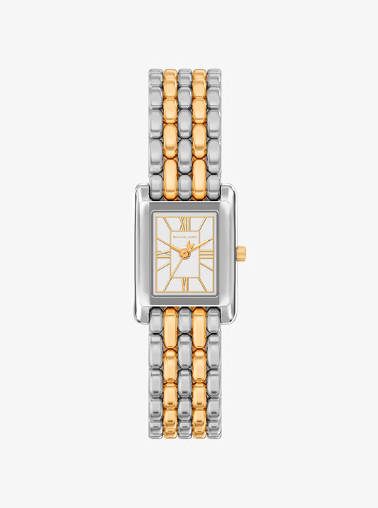 Michael Kors Rectangular Dial With Roman Numerals Petite Essex Two-Tone Ladies Watch -MK4999