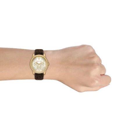 Michael Kors White Dial Leather Strap Ladies Watch - MK6966