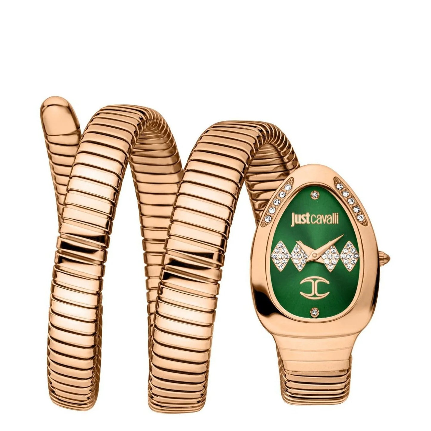 Just Cavalli Rose Gold Stainless Steel Green Dial Ladies Watch - JC1L230M0055