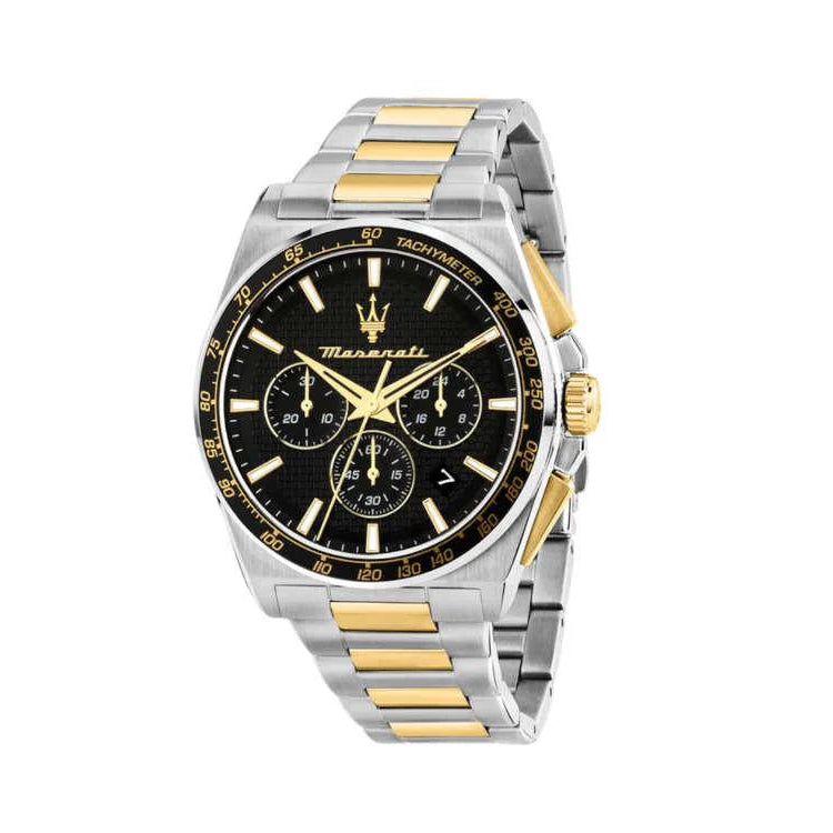 Maserati Velocitá Black Dial 43mm Dual Tone Strap Chronograph Men's Watch - R8873652003
