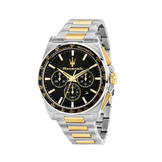 Maserati Velocitá Black Dial 43mm Dual Tone Strap Chronograph Men's Watch - R8873652003