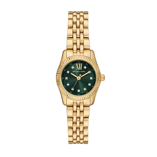 Michael Kors Petite Lexington Green Dial Ladies Watch - MK4842